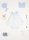 Elsie Floral Print Handsmocked Sleeveless Dress in Blue (1-6mths) Dresses  from Pepa London US