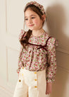 Daphne Floral Long Sleeve Blouse in Pink (12mths-10yrs) Blouses  from Pepa London US