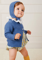 Cable Detail Cardigan In French Blue (6mths-3yrs) KNITWEAR from Pepa London US