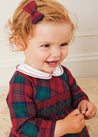 Tartan Hand Smocked Peter Pan Collar Romper In Red (6mths-2yrs) ROMPERS  from Pepa London US