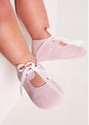 Suede Organza Fastening Pram Shoes in Dusty Pink (17-20EU) Shoes  from Pepa London US