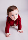 Contrast Trim 3 Button Cardigan in Red (3-18mths) Knitwear from Pepa London US