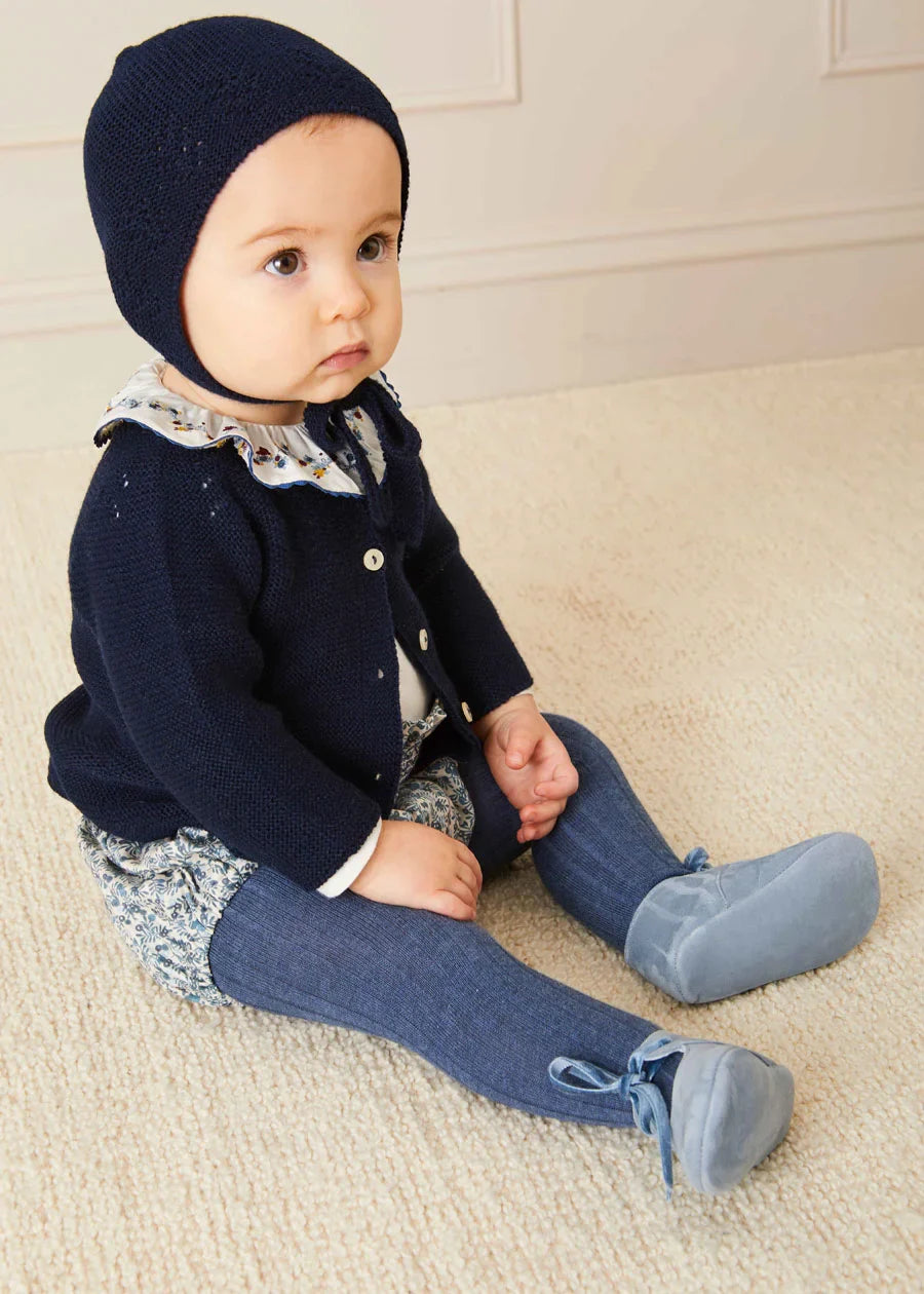 Ribbed Tights in Denim (0mths-10yrs) Tights from Pepa London US
