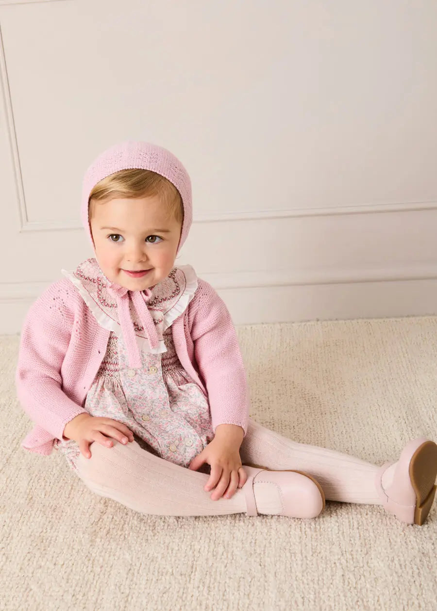 Adelaide Floral Hand Smocked Hand Smocked Romper in Pink (3mths-2yrs) Rompers from Pepa London US