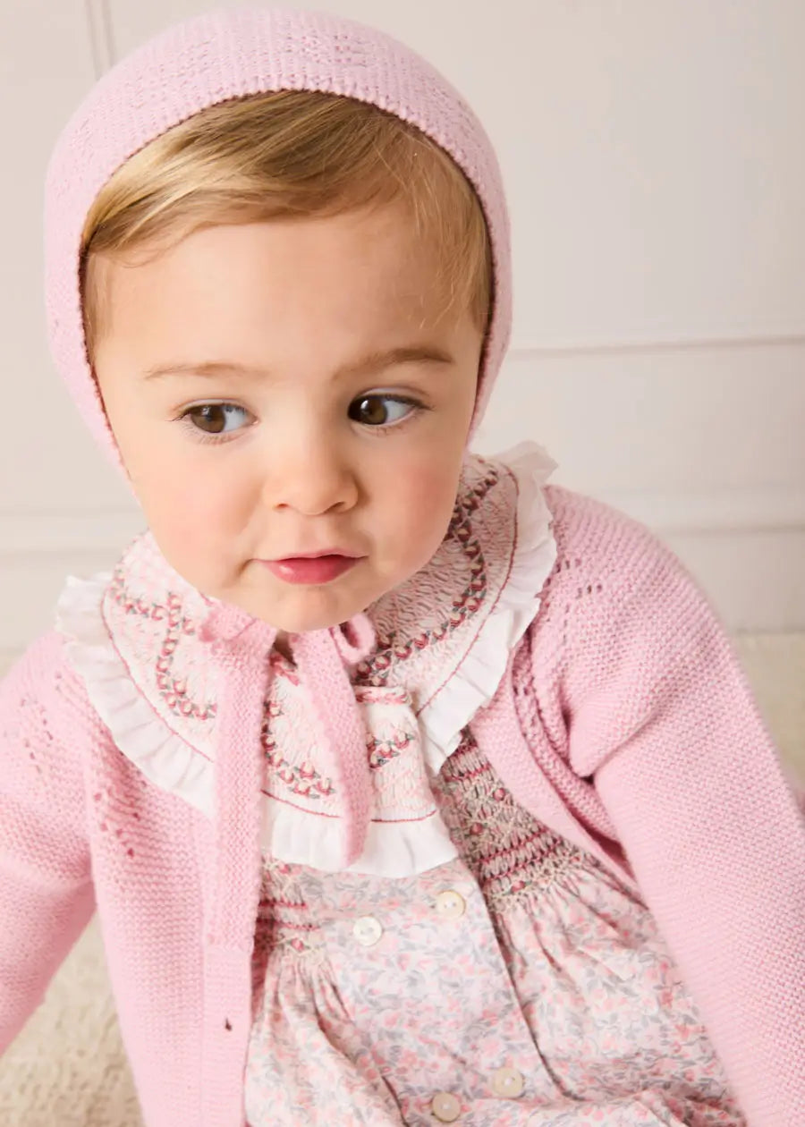 Adelaide Floral Hand Smocked Hand Smocked Romper in Pink (3mths-2yrs) Rompers from Pepa London US
