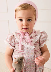 Adelaide Floral Hand Smocked Hand Smocked Romper in Pink (3mths-2yrs) Rompers from Pepa London US