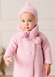 Merino Wool Pom Pom Hat In Pink (S-L) KNITTED ACCESSORIES from Pepa London US