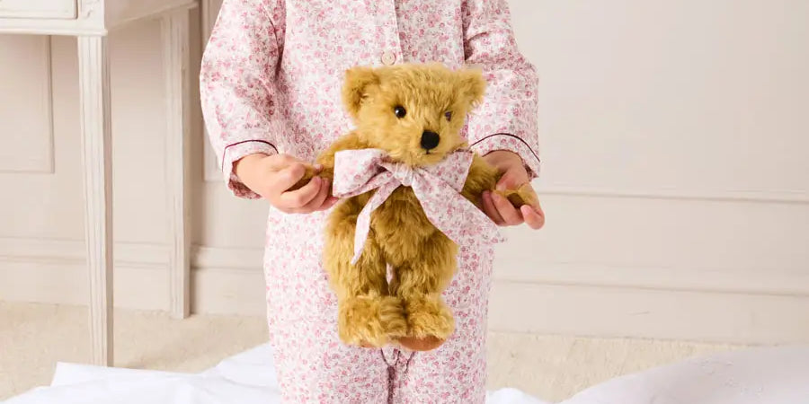 Jane Floral Long Sleeve All In One Pyjamas with Burgundy Piping in Pink (6mths-3yrs) NIGHTWEAR from Pepa London US