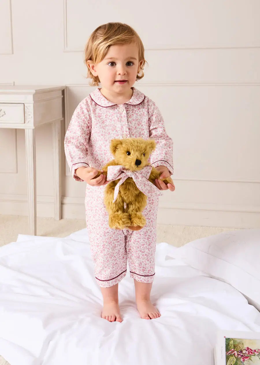 Limited Edition Merrythought & Pepa Teddy Bear in Jane Floral Bow in Pink (S-M) Toys from Pepa London US