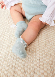 Lace Detail Knitted Booties in Green Shoes from Pepa London US
