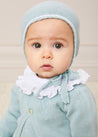 Lace Detail Knitted Bonnet in Green (1-12mths) Knitted Accessories from Pepa London US