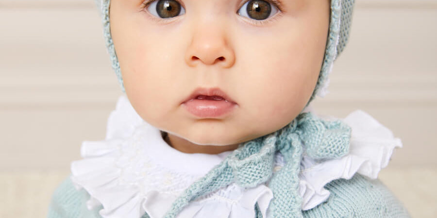 Openwork Detail Baby Cardigan in Green (1-12mths) Knitwear from Pepa London US