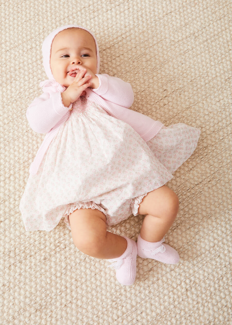 Lace Detail Knitted Booties in Pink Shoes from Pepa London US