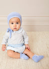 Lace Detail Knitted Bonnet in Blue (1-6mths) Knitted Accessories  from Pepa London US