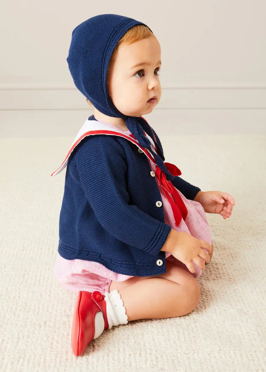 Openwork Knitted Bonnet in Navy (S-L) KNITTED ACCESSORIES from Pepa London US