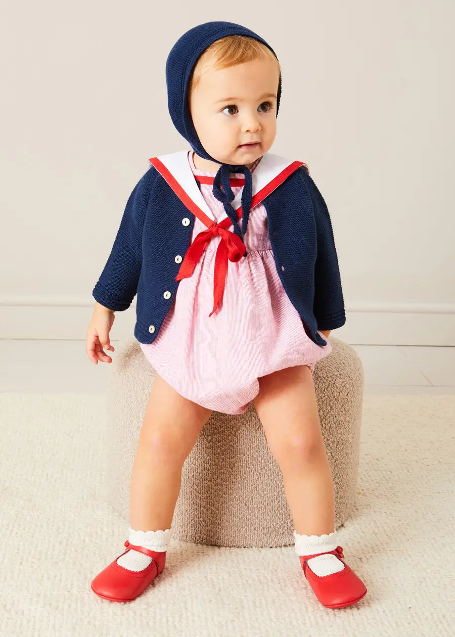 Openwork Knitted Bonnet in Navy (S-L) KNITTED ACCESSORIES from Pepa London US