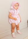 Audrey Toile Hand Smocked Bonnet in Pink (S-M) BONNETS from Pepa London US