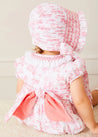 Audrey Toile Hand Smocked Bonnet in Pink (S-M) BONNETS from Pepa London US