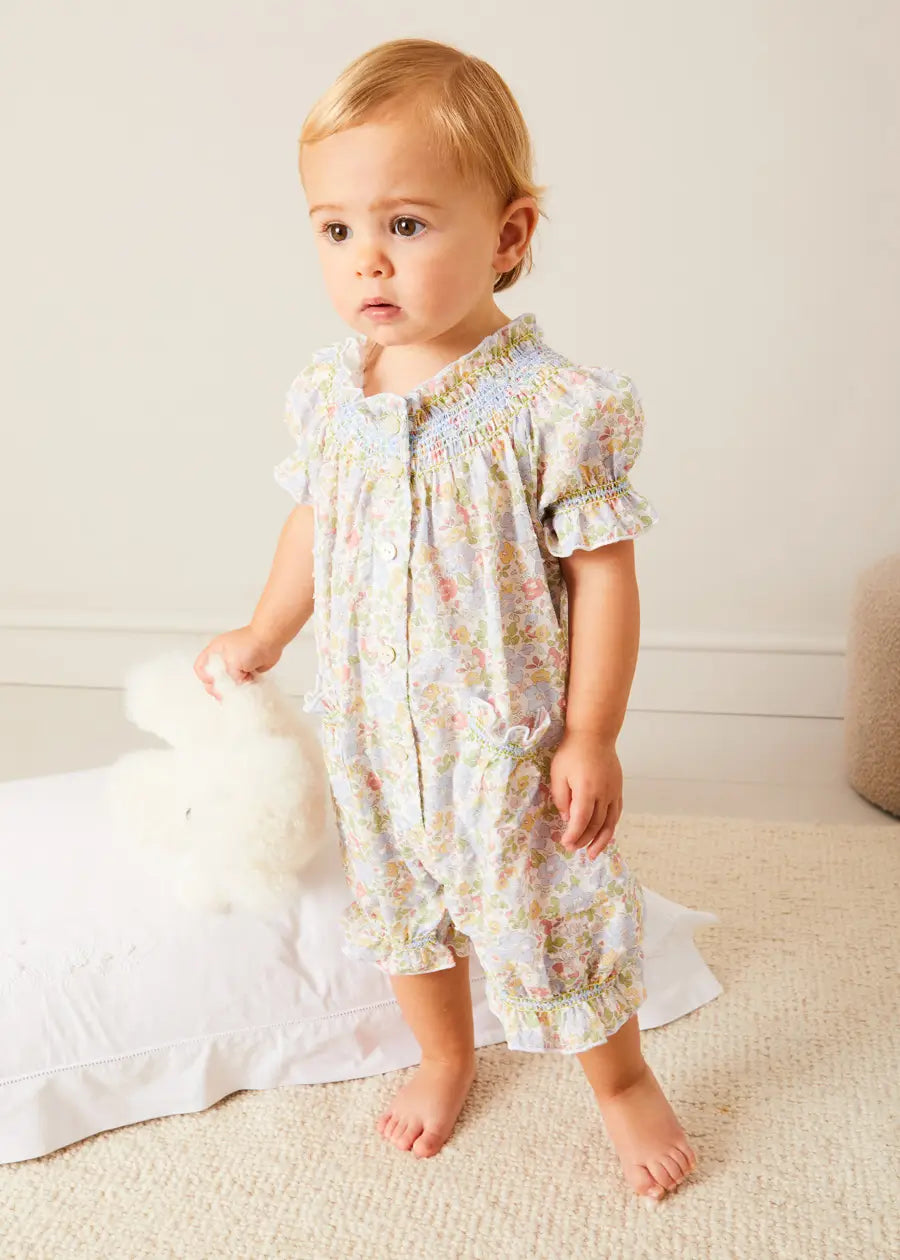 Clara Floral All-In-One Pyjamas in Green (9mths-2yrs) NIGHTWEAR from Pepa London US
