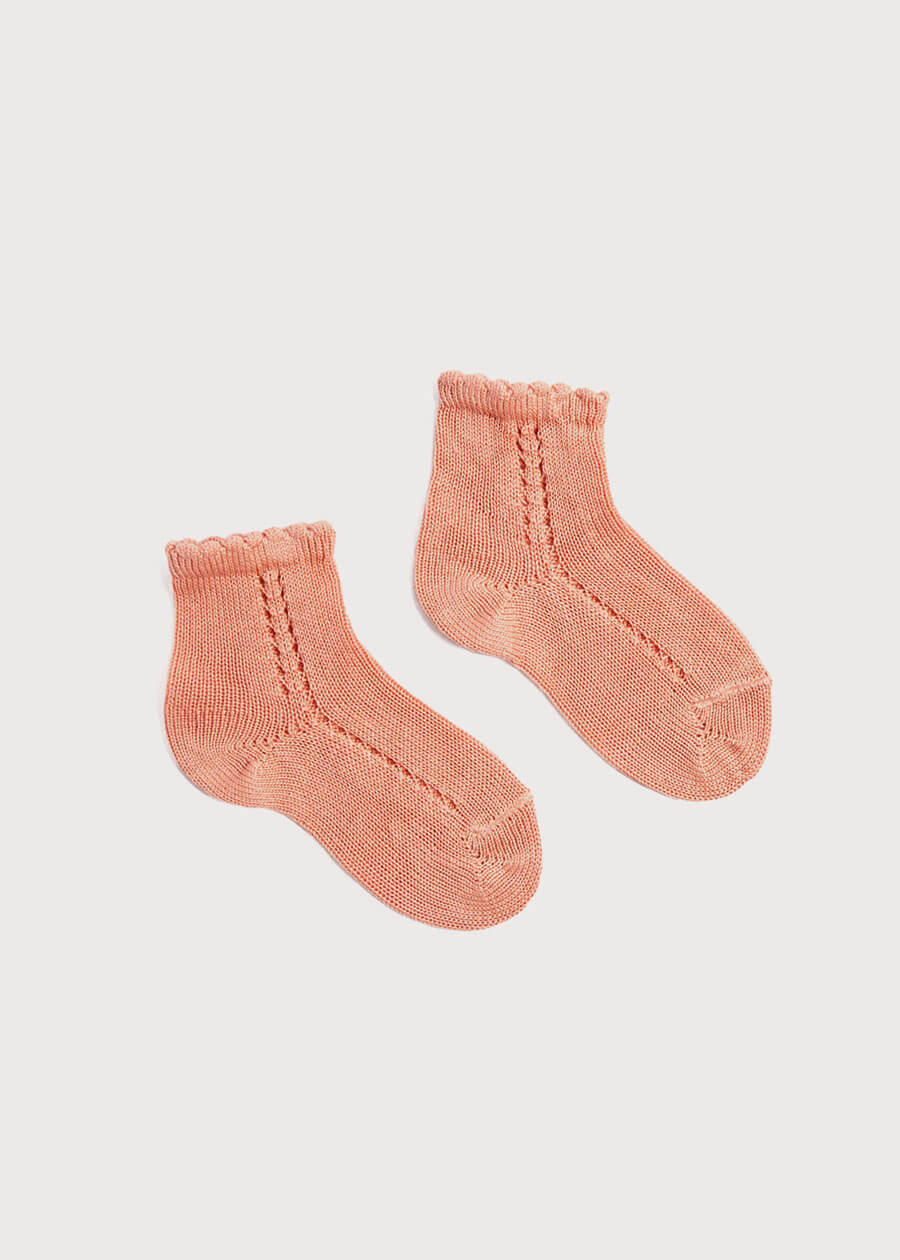 Openwork Short Socks - Coral (0mths-6yrs) SOCKS from Pepa London US