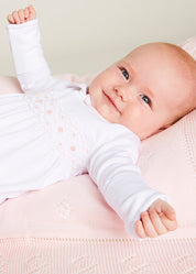 Pink Hand Smocked Cotton All-in-One (0-12mths) NIGHTWEAR from Pepa London US
