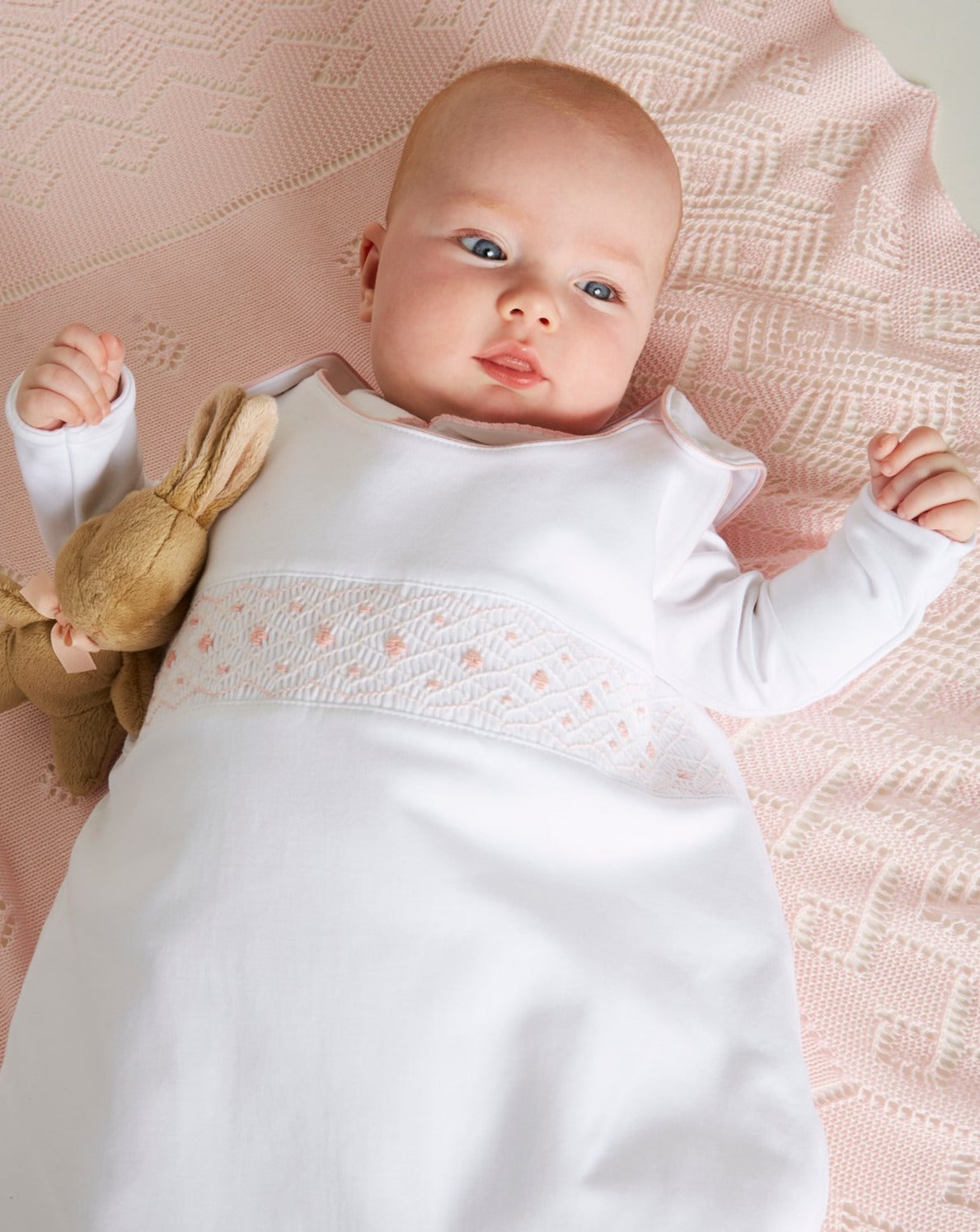 Pink Hand Smocked Sleeping Bag (3-18mths) Accessories  from Pepa London