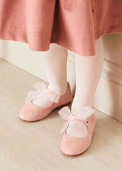 Velvet Handmade Collar Long Sleeve Dress in Pink (2-10yrs) Dresses from Pepa London US
