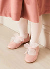 Suede Mary Jane Shoes in Pink With Organza Bow (24-34EU) Shoes  from Pepa London US