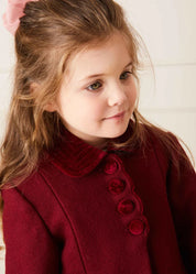 Single Breasted Scallop Detail Coat In Burgundy (12mths-10yrs) COATS from Pepa London US