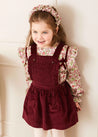 Corduroy Frill Detail Skirt with Braces in Burgundy (12mths-3yrs) Skirts  from Pepa London US