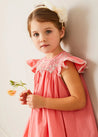 Plain Hand Smocked Sleeveless Dress in Coral (12mths-10yrs) DRESSES from Pepa London US