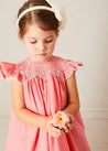 Plain Hand Smocked Sleeveless Dress in Coral (12mths-10yrs) DRESSES from Pepa London US