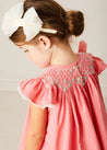 Plain Hand Smocked Sleeveless Dress in Coral (12mths-10yrs) DRESSES from Pepa London US