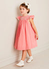 Plain Hand Smocked Sleeveless Dress in Coral (12mths-10yrs) DRESSES from Pepa London US