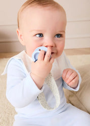 Floral Detail Embroidered Collar Velour All In One in Blue (1mth-12mths) #N/A from Pepa London US