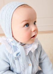 Cashmere Cable Knit Bonnet in Blue (XS-L) Bonnets from Pepa London US