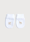 Newborn Mittens with Rocking Horse Embroidery Beige (1-3mths) Accessories  from Pepa London