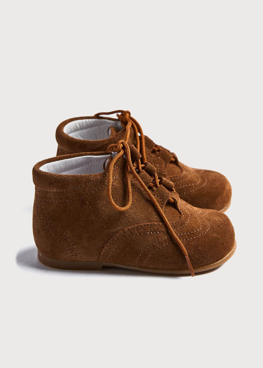 Suede Oxford Baby Booties in Brown (20-24EU) Shoes from Pepa London US