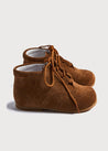 Suede Oxford Baby Booties in Brown (20-24EU) Shoes  from Pepa London US