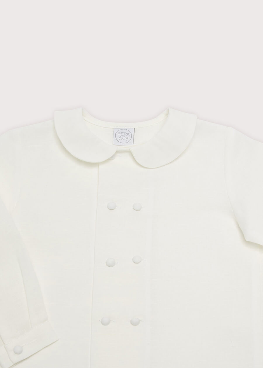 White Double-Breasted Peter Pan Collar Shirt (12mths-10yrs) SHIRTS from Pepa London US