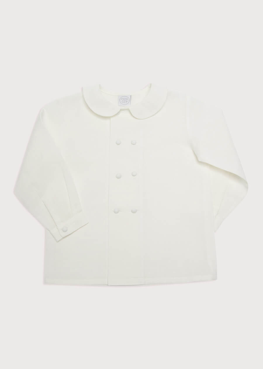 White Double-Breasted Peter Pan Collar Shirt (12mths-10yrs) SHIRTS from Pepa London