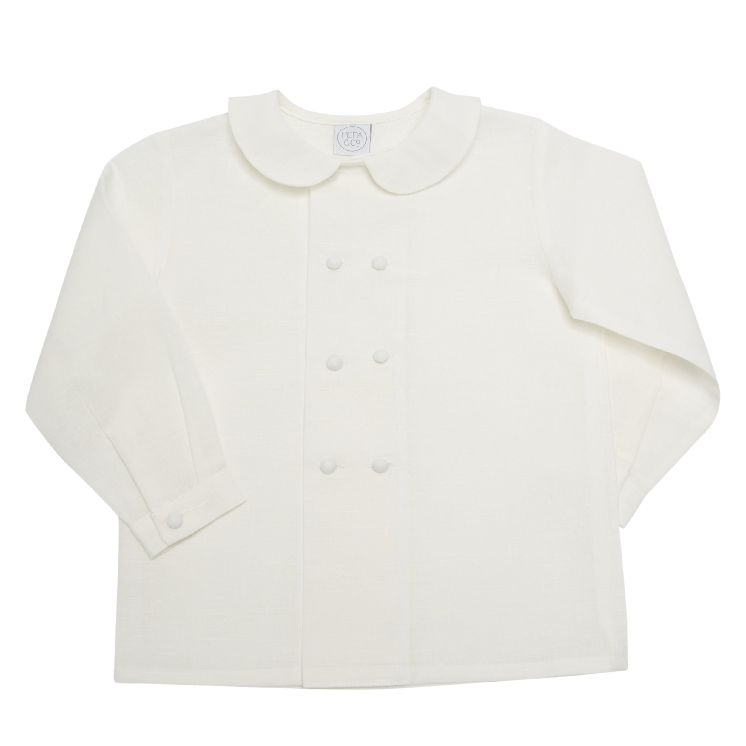 White Double-Breasted Peter Pan Collar Shirt (12mths-10yrs) Shirts  from Pepa London US