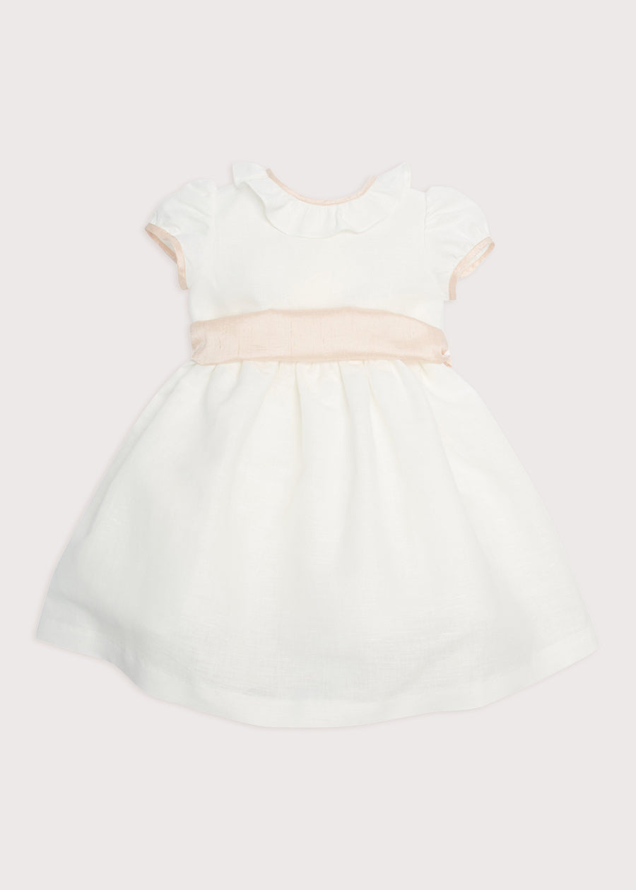 Flower Girl Ivory Dress with Pink Silk Sash (6mths-10yrs) Dresses from Pepa London US