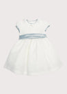 Flower Girl Ivory Dress with Blue Silk Sash (12mths-10yrs) Dresses from Pepa London US