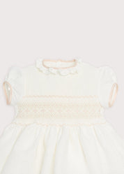 Ivory Hand Smocked Occasion Dress with Pink Details (6mths-10yrs) Dresses from Pepa London US