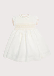 Ivory Hand Smocked Occasion Dress with Pink Details (6mths-10yrs) Dresses from Pepa London US