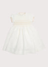 Ivory Handsmocked Occasion Dress with Pink Details (12mths-8yrs) Dresses  from Pepa London US