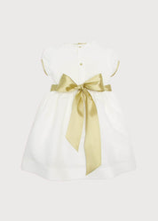Ivory Hand Smocked Occasion Dress with Green Details (6mths-8yrs) Dresses from Pepa London US