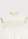 Ivory Handsmocked Occasion Dress with Green Details (12mths-8yrs) Dresses  from Pepa London US