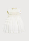 Ivory Handsmocked Occasion Dress with Green Details (12mths-8yrs) Dresses  from Pepa London US